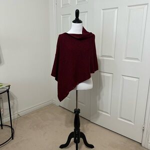 PONCHO / SHAWL Maroon knit, one size